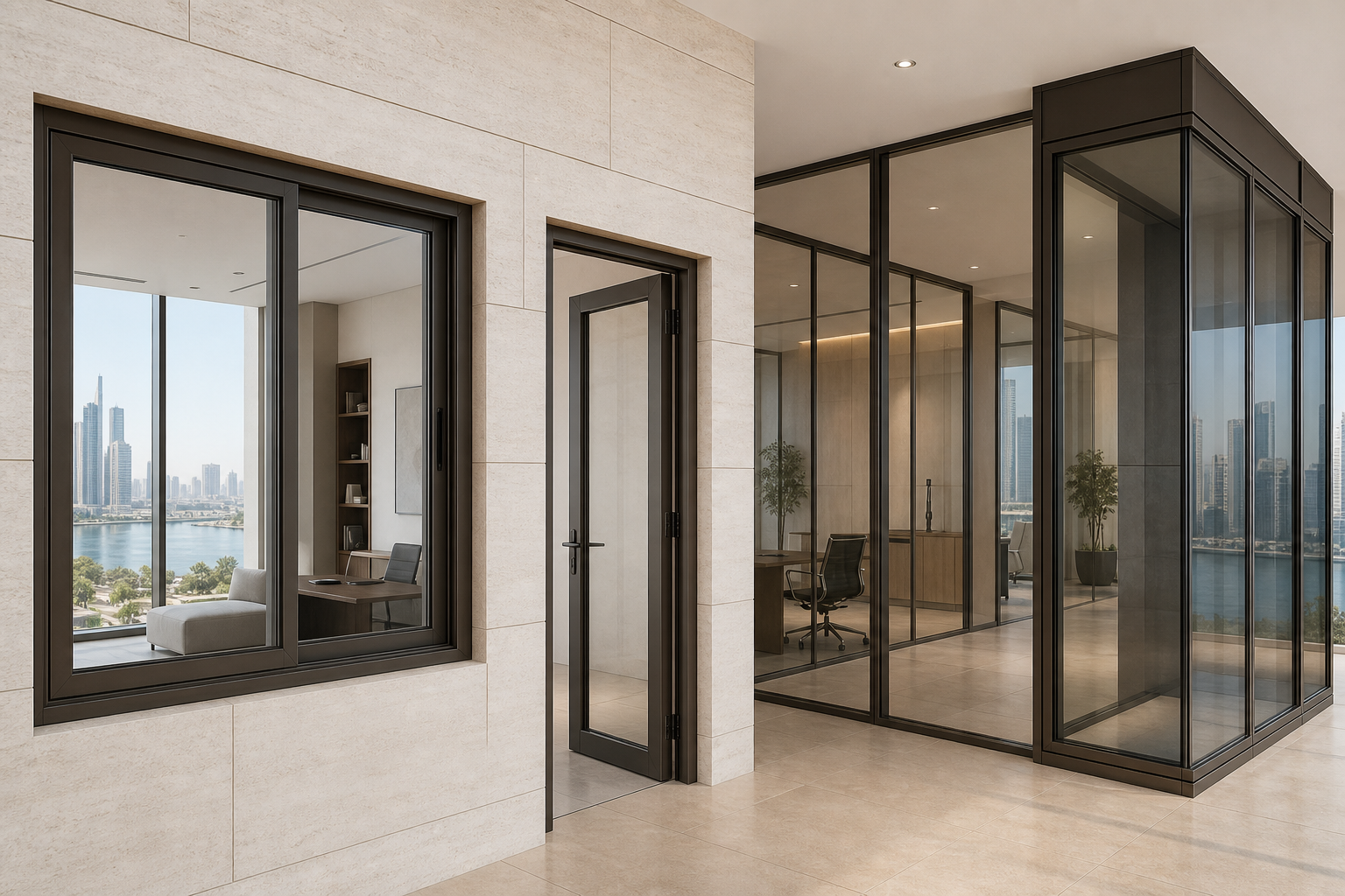 Complete aluminium systems by Techno Door Metal Industries