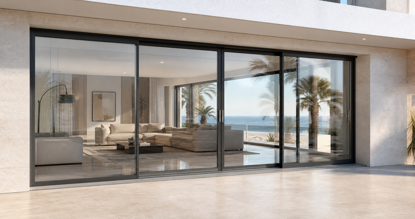 Sliding aluminium doors by Techno Door Metal Industries