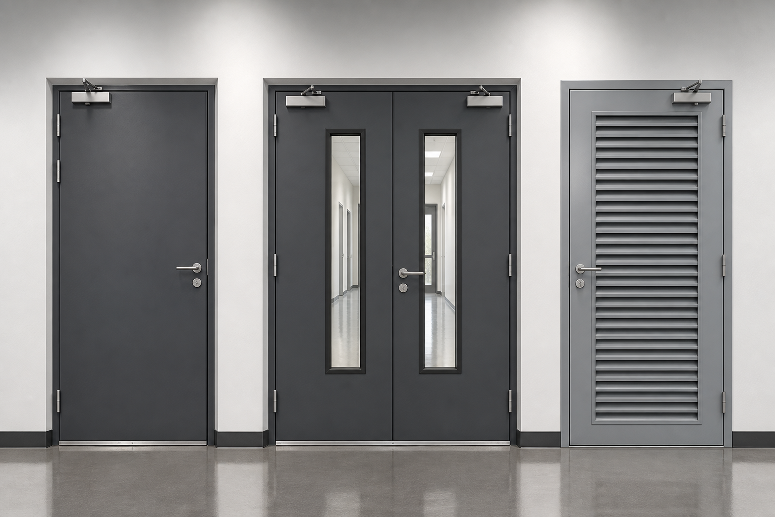 Steel louver doors by Techno Door Metal Industries